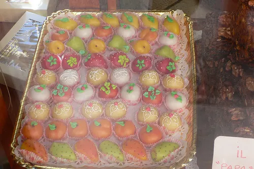 Decorative sweets in a bakery in Nuoro, Sardinia