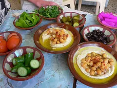 Chick peas and mezze in Sidon