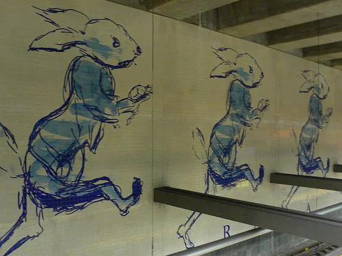 Tiled murals on the metro in Lisbon