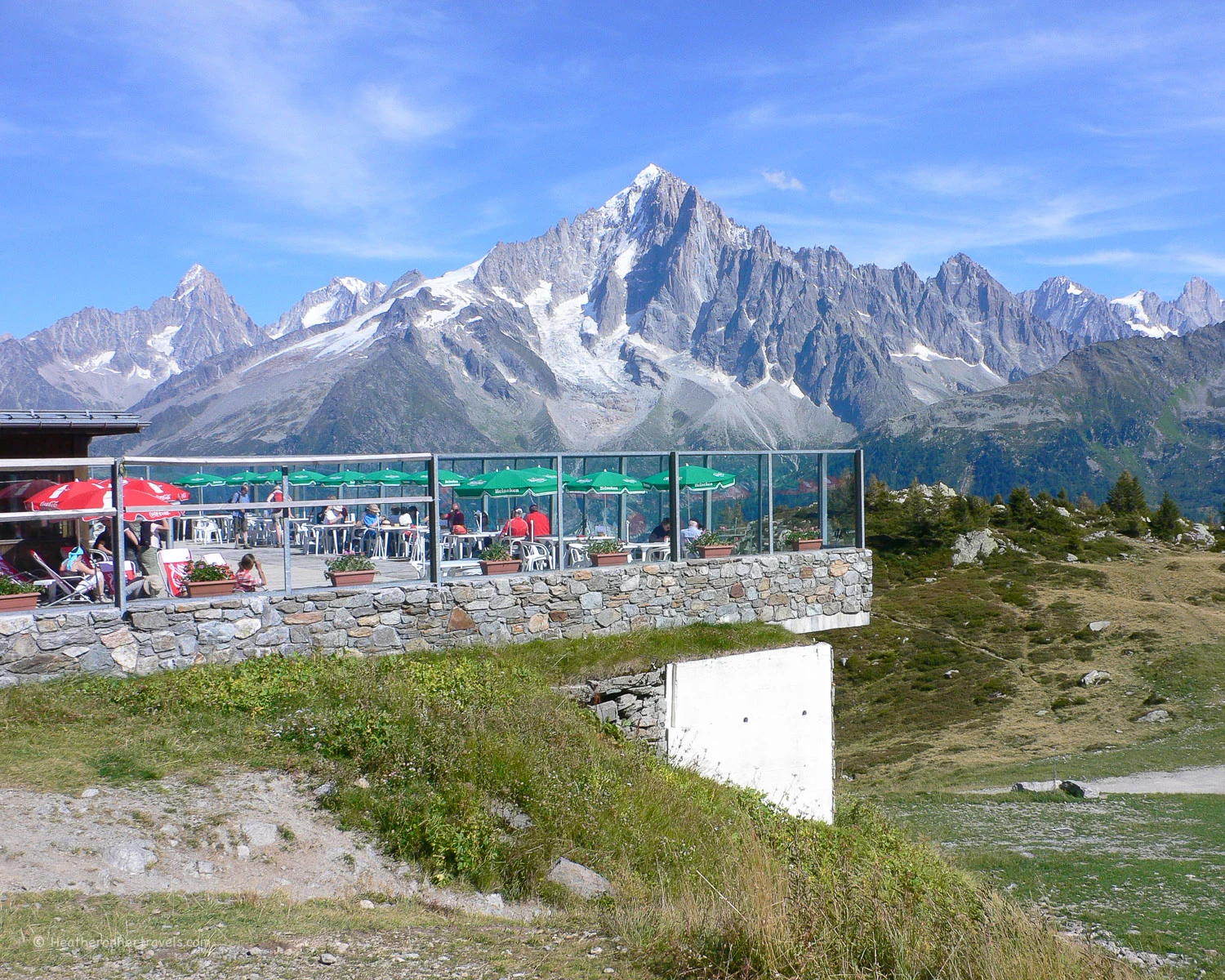 Cafe terrace at Plan Praz above Chamonix