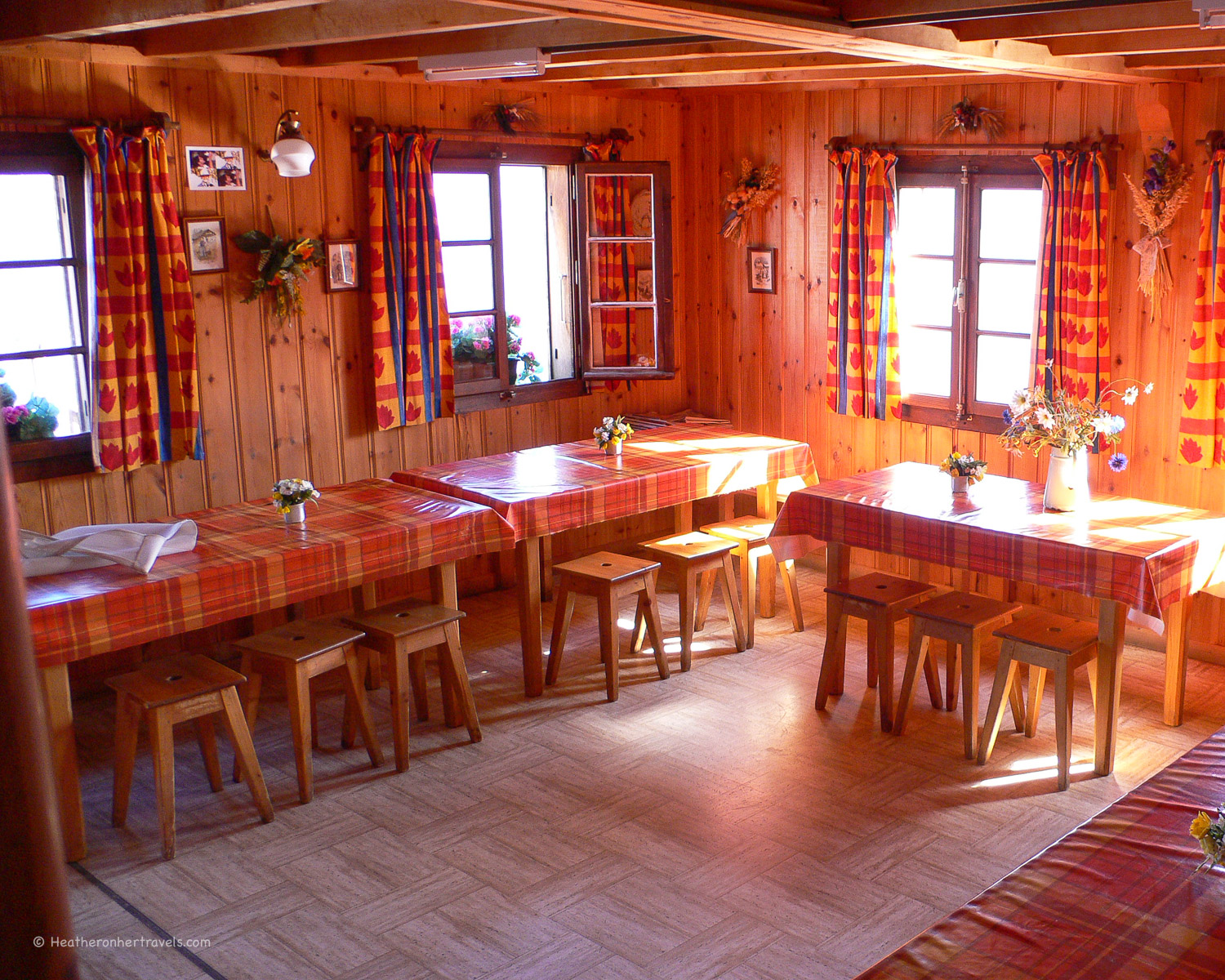 Dining room at Refuge de Bellachat near Chamonix