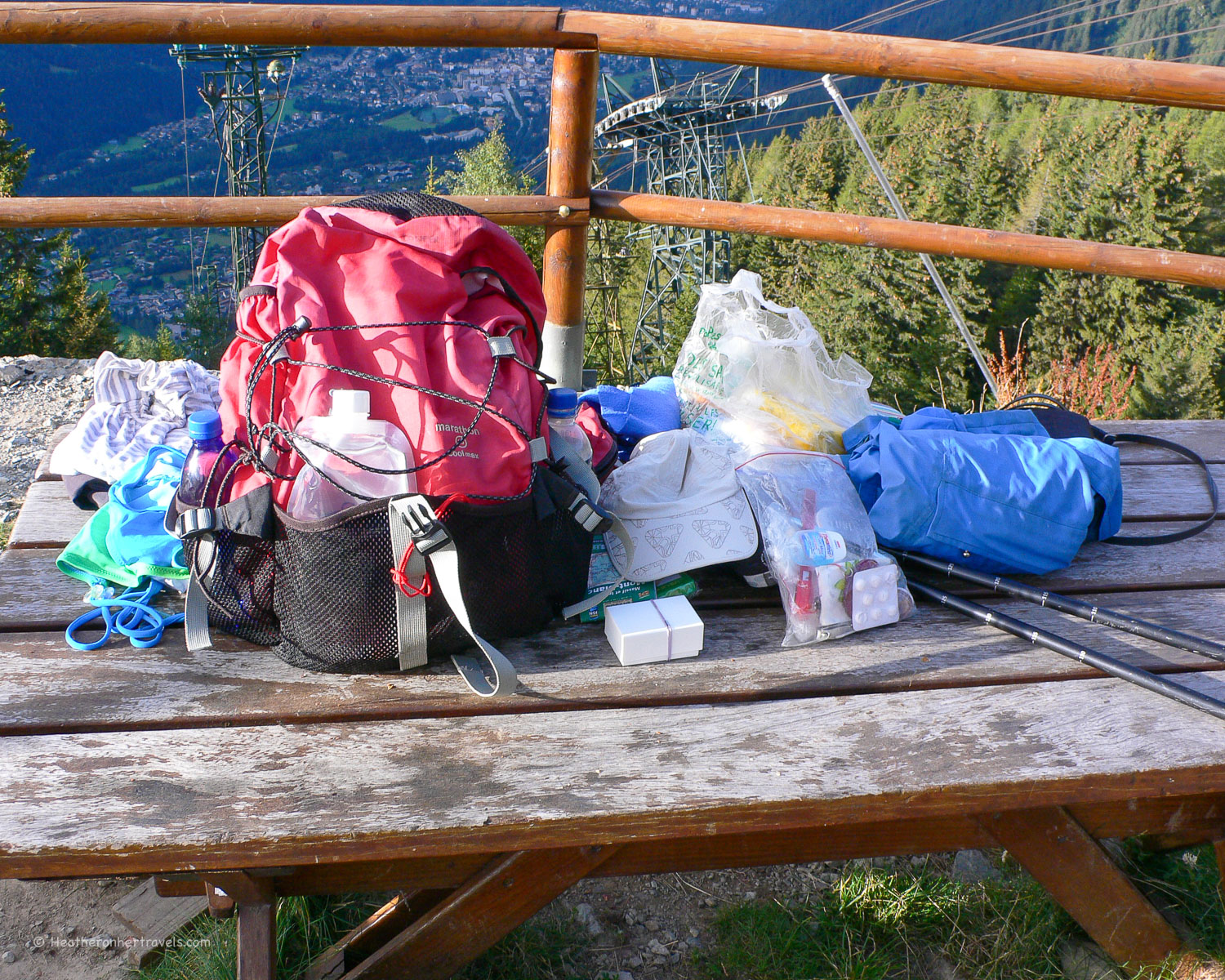 My rucksack unpacked for the Tour de Mont Blanc