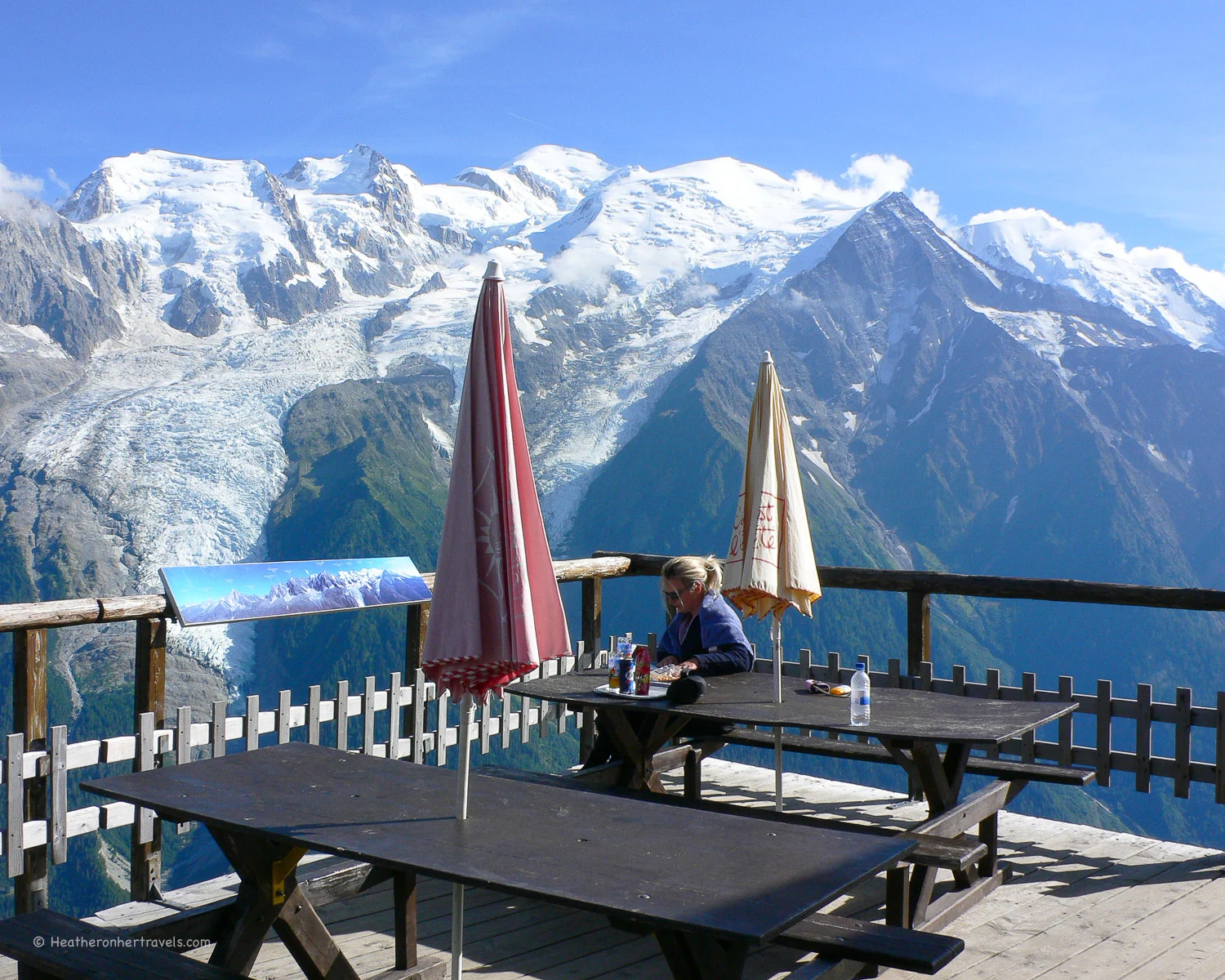 On the terrace at Refuge de Bellachat near Chamonix