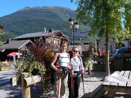 At the start of our walk in Les Houches on the Tour de Mont Blanc