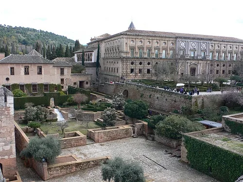 View of the Nasrid Palace in the Alhambra in Granada