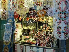 Souvenir stalls in the Central Market, Budapest