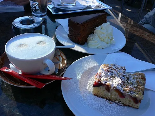 Sacher Torte and Plum strudel at Steinterrasse in Salzburg