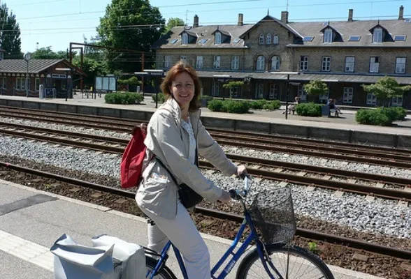 On my bike at Klambenborg station, Copenhagen Photo: Heatheronhertravels.com