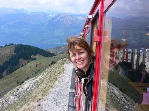 Schafbergbahn steam train above Wolfgangsee - photo by Heatheronhertravels.com