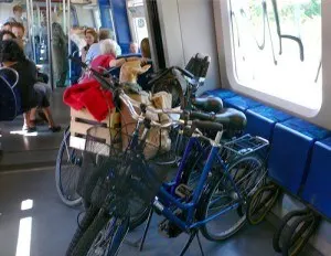 Bikes on the train in Copenhagen Photo: Heatheronhertravels.com