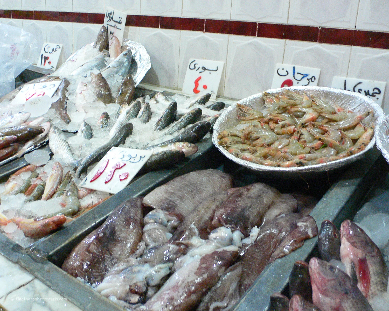 Fresh fish in a restaurant in Egypt