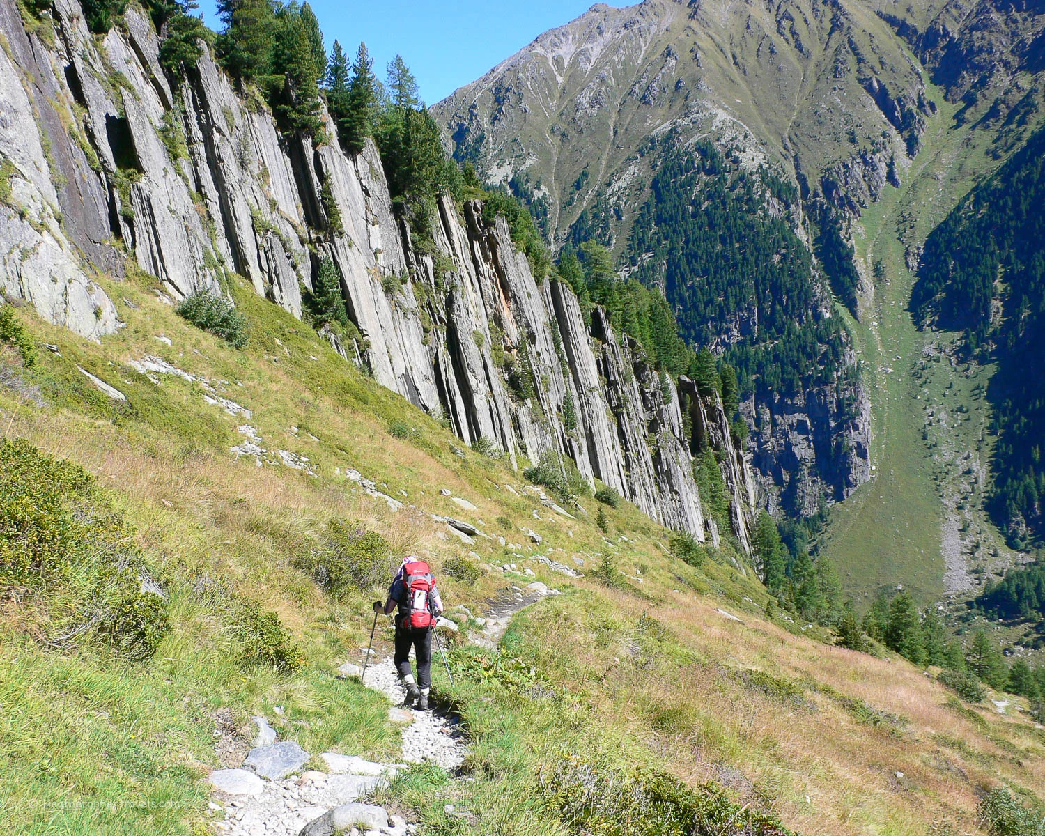 Walking down to Chalet du Glacier near Trient