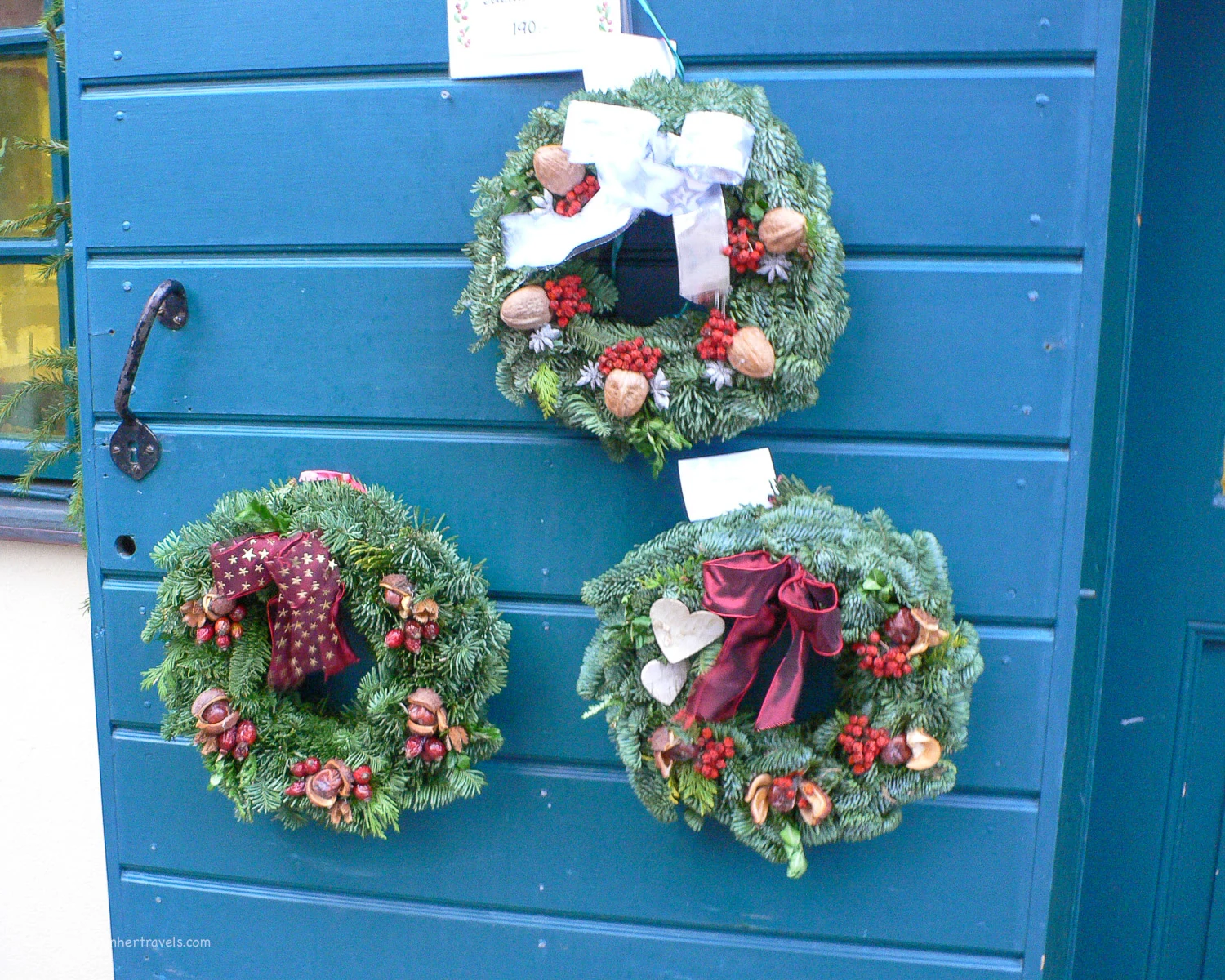 Christmas wreaths at Kronhuset in Gothenburg, Sweden