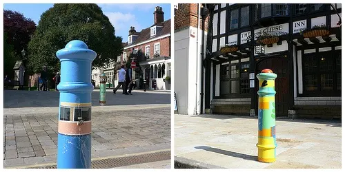 Painted Bollards in Winchester Photo: Heatheronhertravels.com