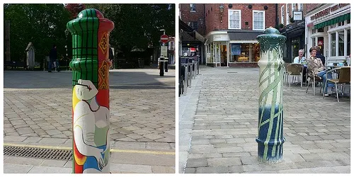 Painted Bollards in Winchester Photo Heatheronhertravels.com