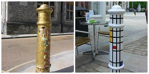 Painted Bollards in Winchester Photo: Heatheronhertravels.com