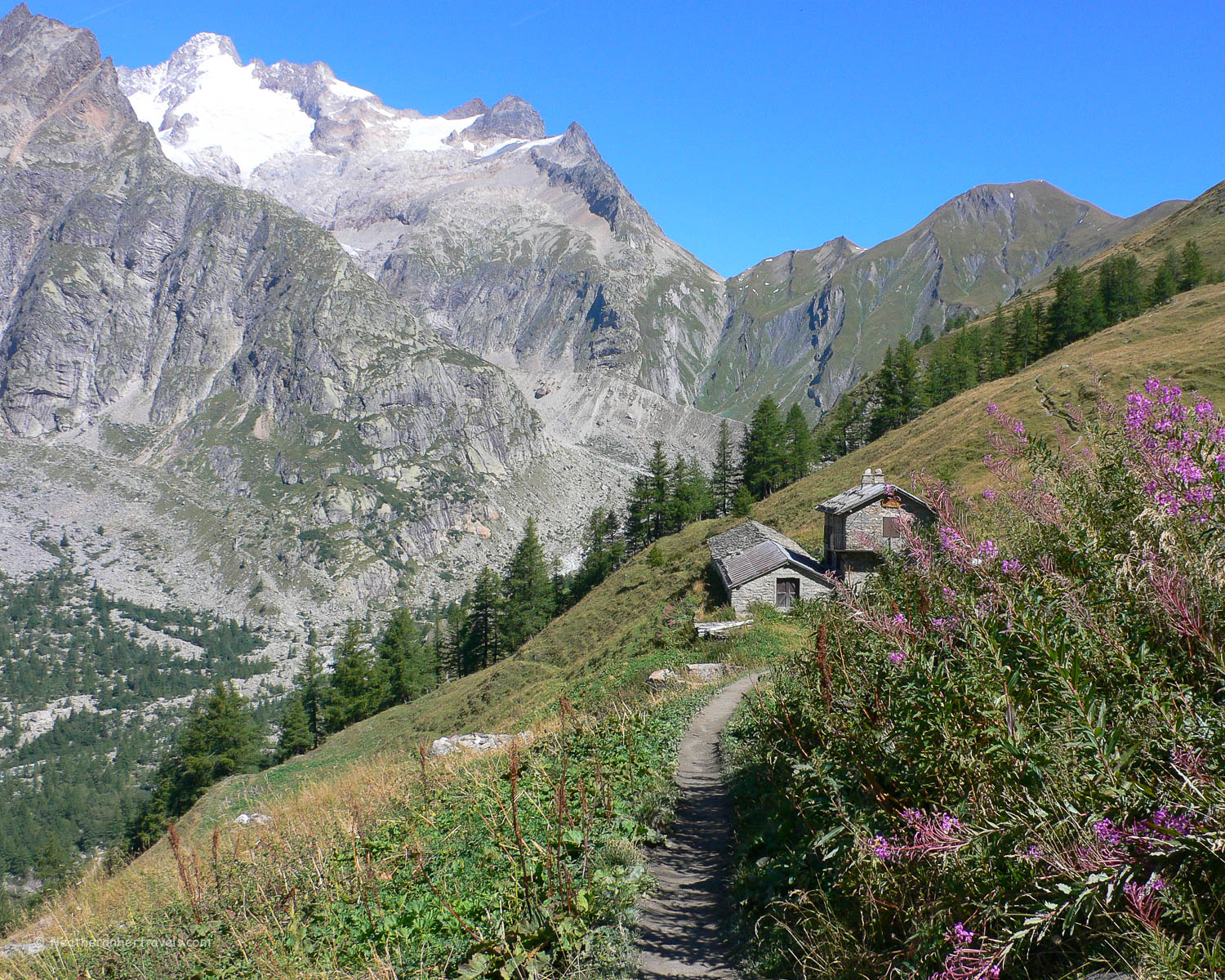 Above Val Ferret on the Tour de Mont Blanc, Italy