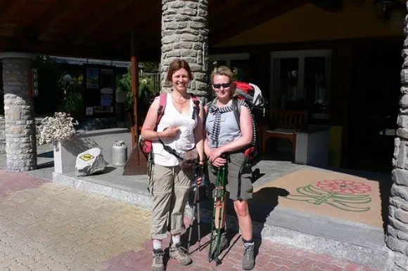 The end of our Tour de Mont Blanc walk at Courmayeur, Italy Photo: Heatheronhertravels.com