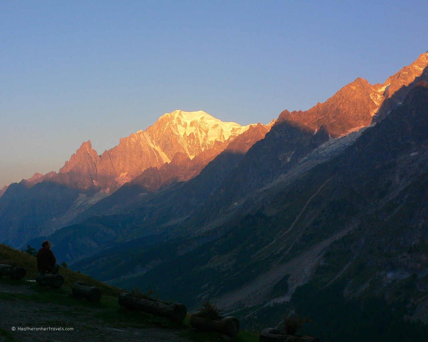 Sunset over Mont Blanc from Rifugio Bonatti, Italy