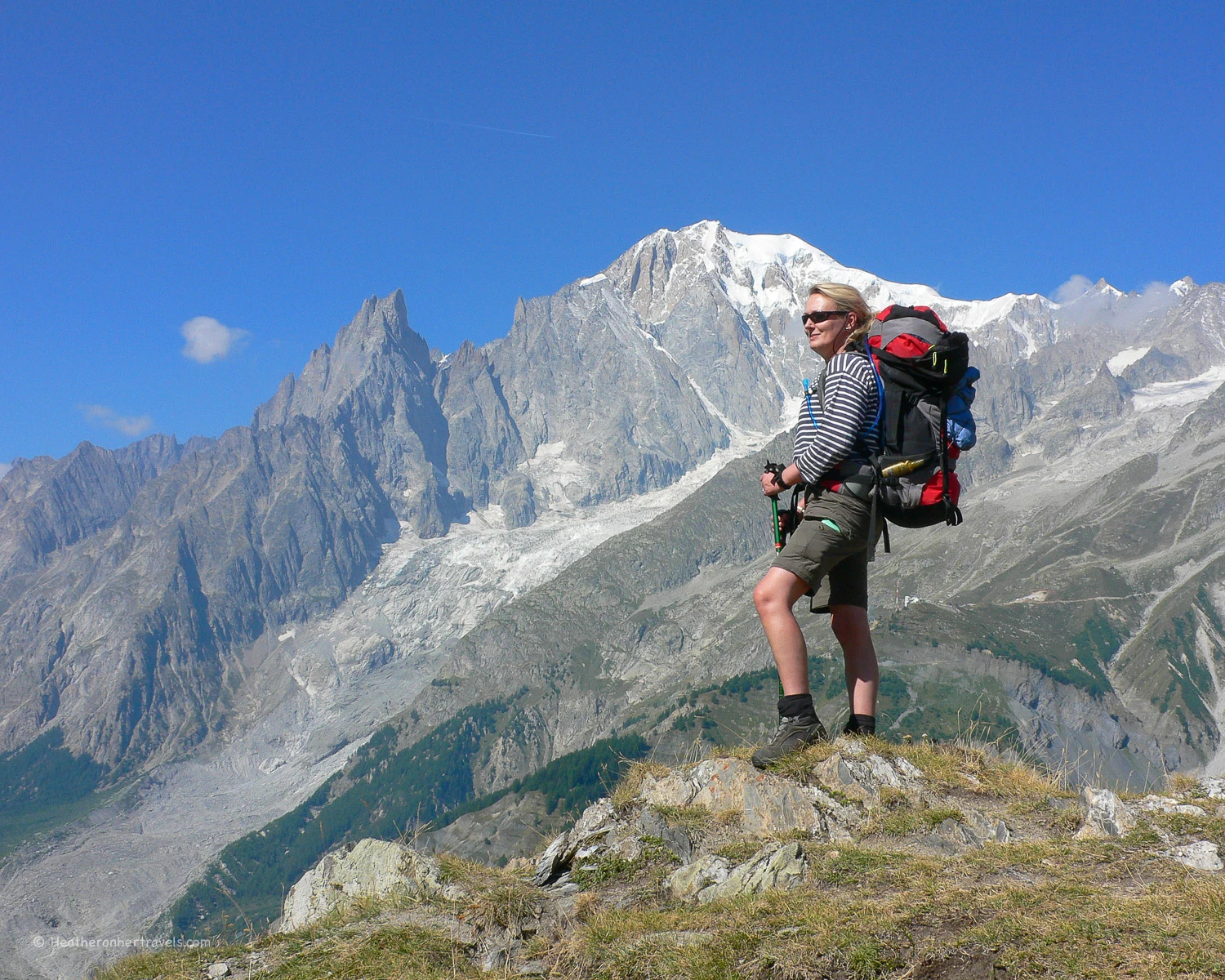 View of Mont Blanc on the Tour de Mont Blanc