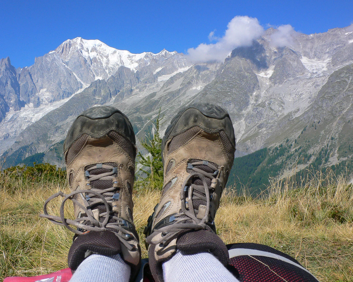 View of Mont Blanc on the Tour de Mont Blanc