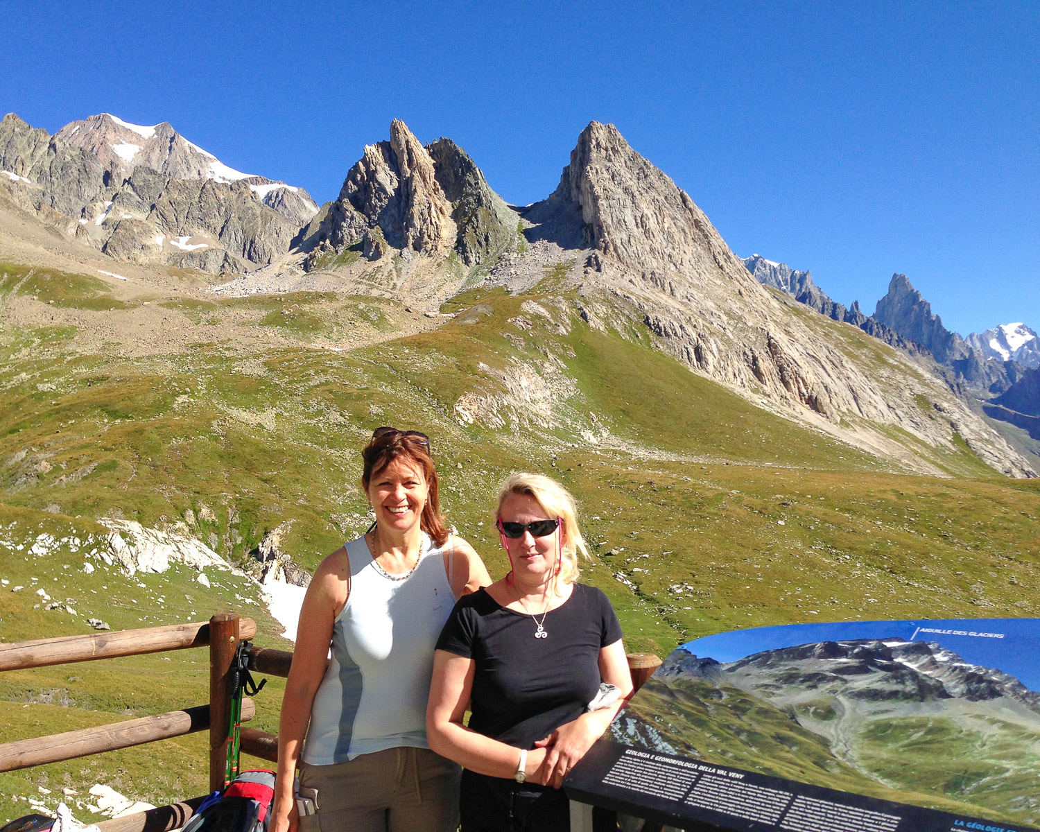 View from Casermetta information point below Col de la Seigne on the Tour de Mont Blanc