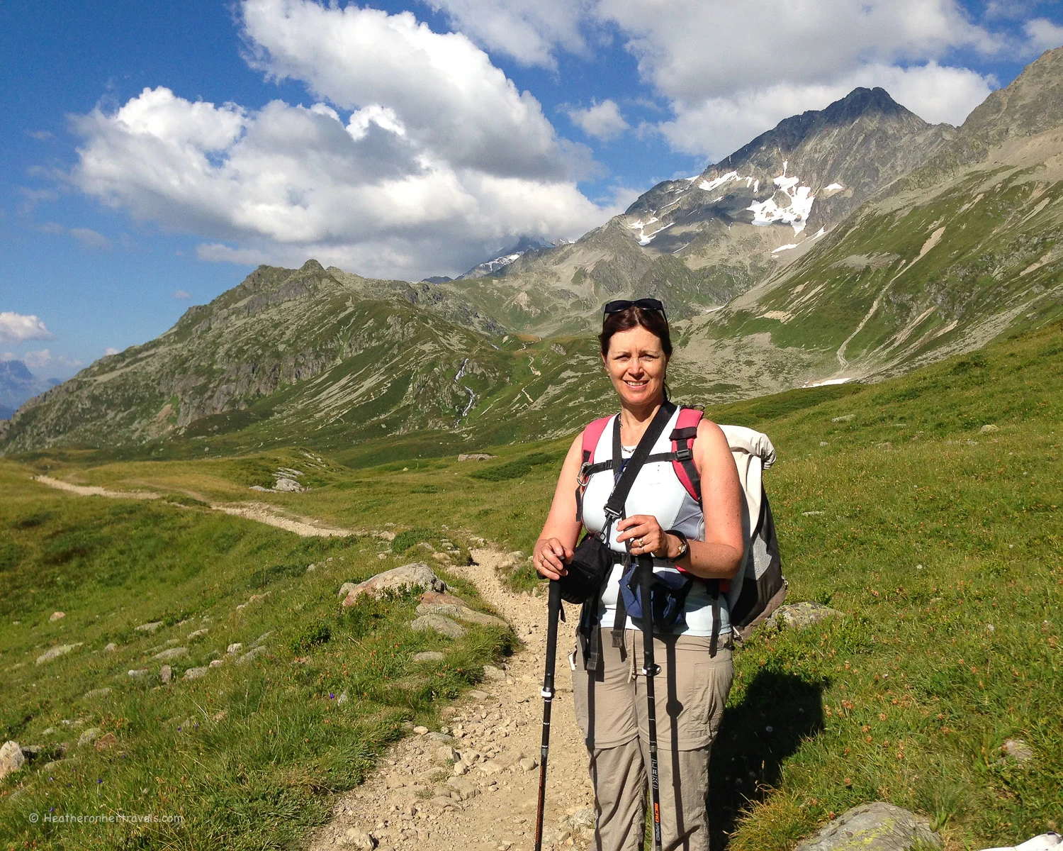 Walking down from Col de Bonhomme on the Tour de Mont Blanc