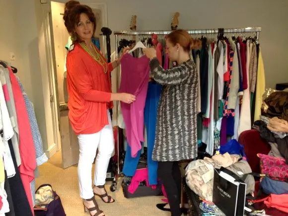 Choosing the outfit with stylist Rachel Photo: Heatheronhertravels.com