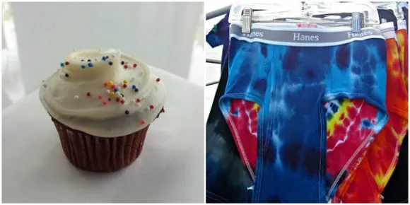 Left: Cup cake at Hermosa Beach Right: Hippie Underwear at Fiesta Hermosa