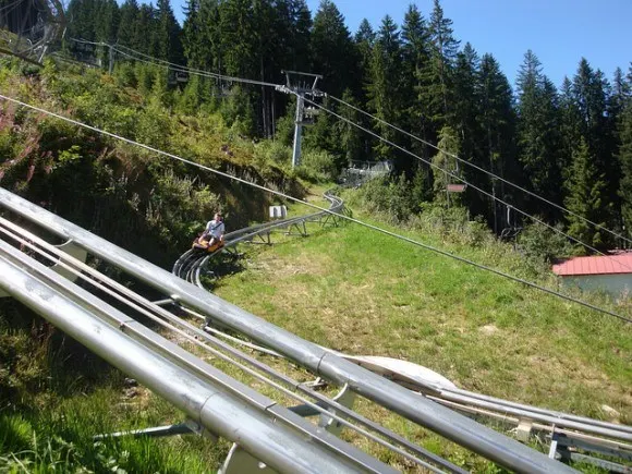 Teenagers and speed lovers enjoy the Ramsau toboggan run