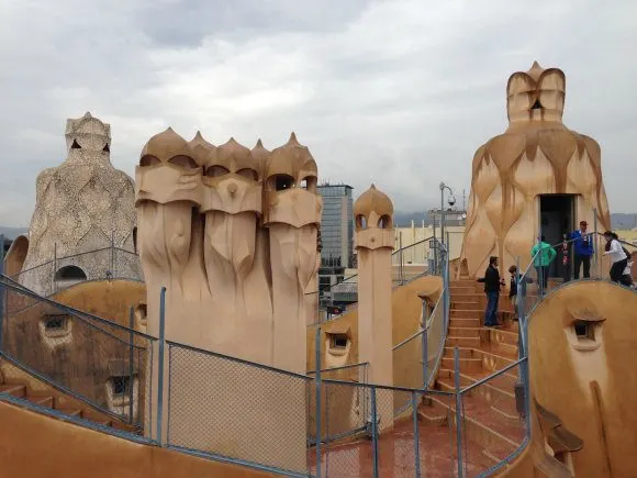 Rooftop chimneys of Casa Mila in Barcelona Photo: Heatheronhertravels.com