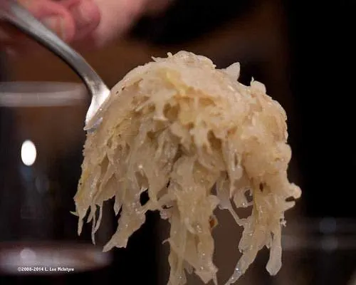 Fresh Sauerkraut, served hot at a Törggellen feast in South Tyrol Photo: Lee McIntyre