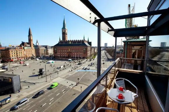 View from The Square Hotel, Copenhagen over the City Hall Square Photo: thesquarecopenhagen.com