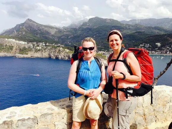 Heather and Julia wlaking the dry stone route in Mallorca Photo: Heatheronhertravels.com