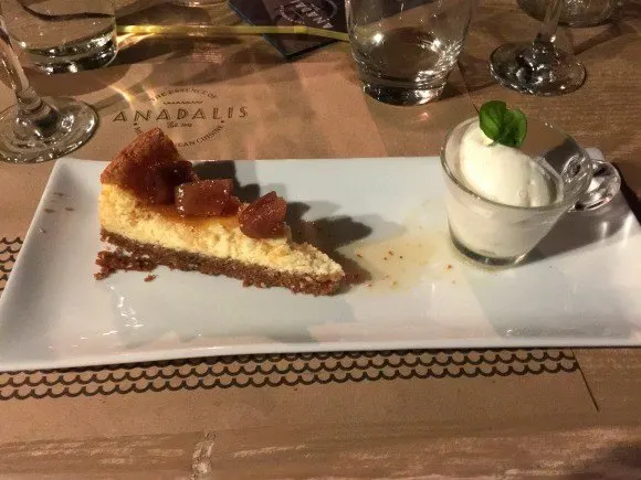 Greek cheesecake with Kaimaki ice cream at Anadalis Photo: Heatheronhertravels.com