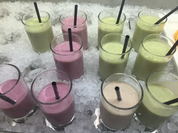 Healthy fruit smoothies on SS Catherine Photo: Heatheronhertravels.com