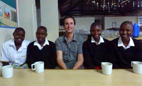 Mark with Kisaruni pupils