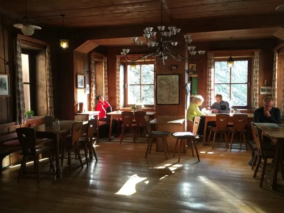 Inside Rifugio Bergamo in South Tyrol Photo: Heatheronhertravels.com