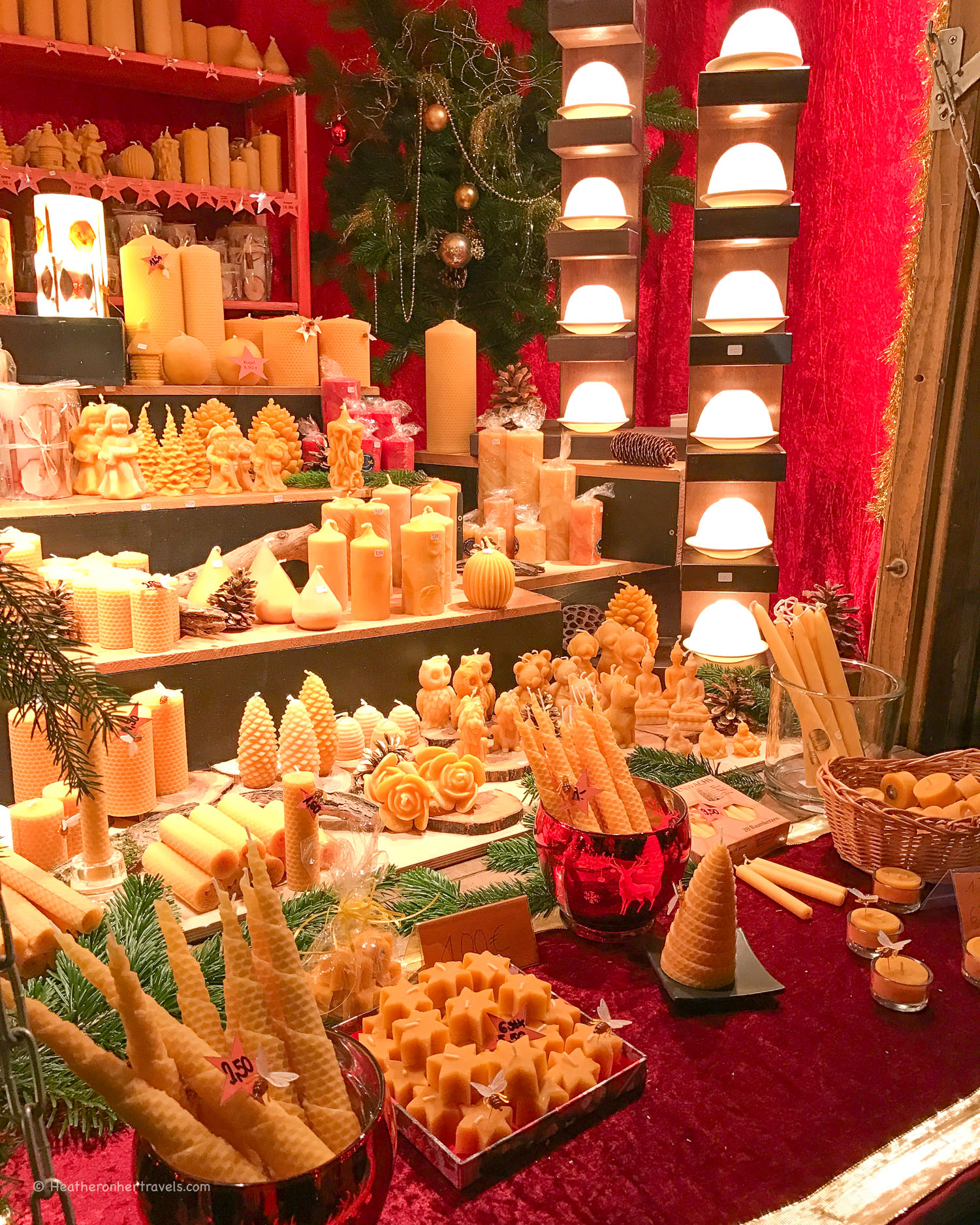 Candles at the Christmas market in Coburg, Germany