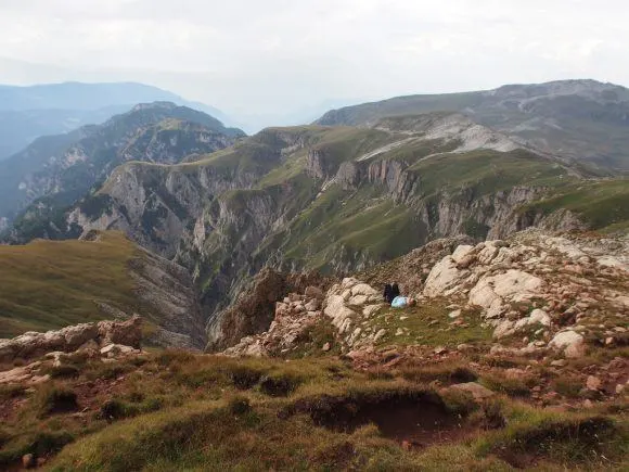 Julia resting in the Dolomites