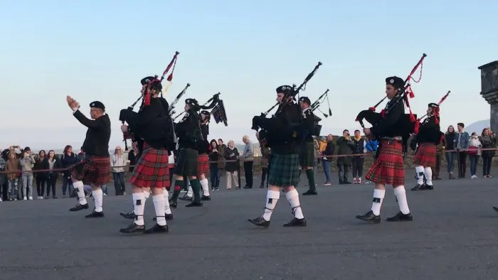 Pipers on the esplanade in Edinburgh