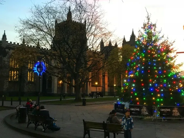 Bristol cathedral at Christmas