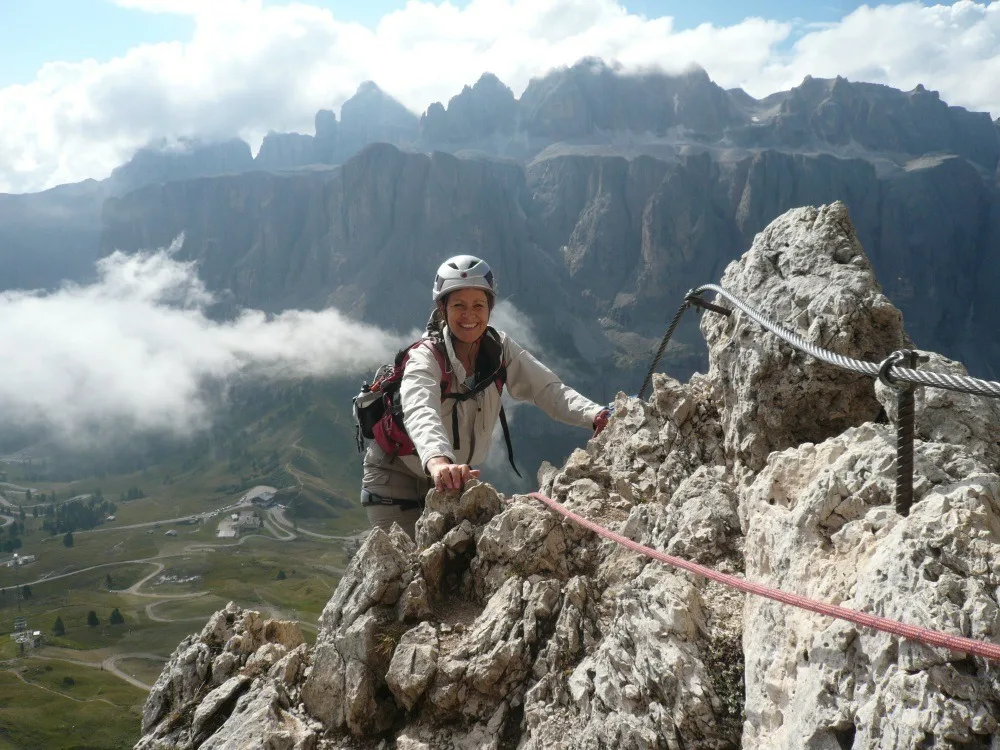 Climbing a via Ferrata in the Dolomites