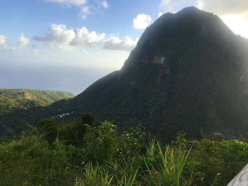 View of The Pitons from Tet Paul in St Lucia Photo Heatheronhertravels.com