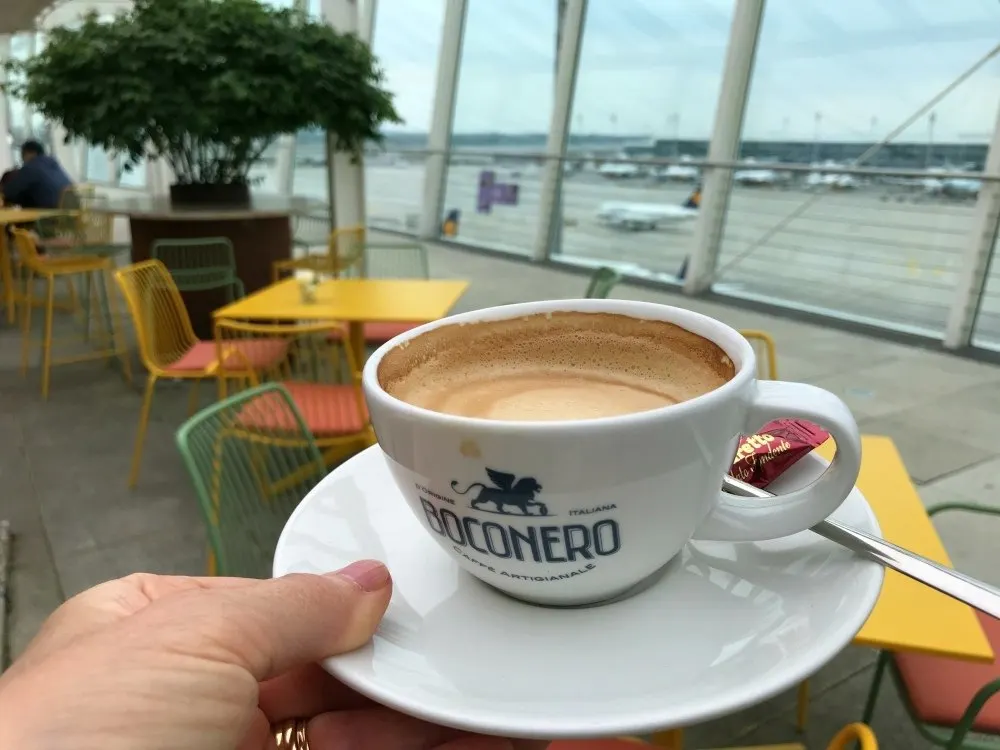 Munich itinerary - Coffee at Cloud 7 Munich Airport Photo Heatheronhertravels.com