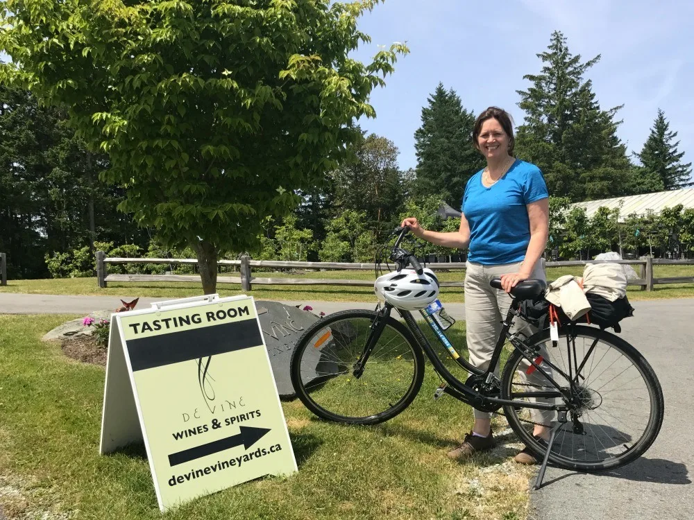 Cycling to the wineries near Victoria Canada photo- Heatheronhertravels.com