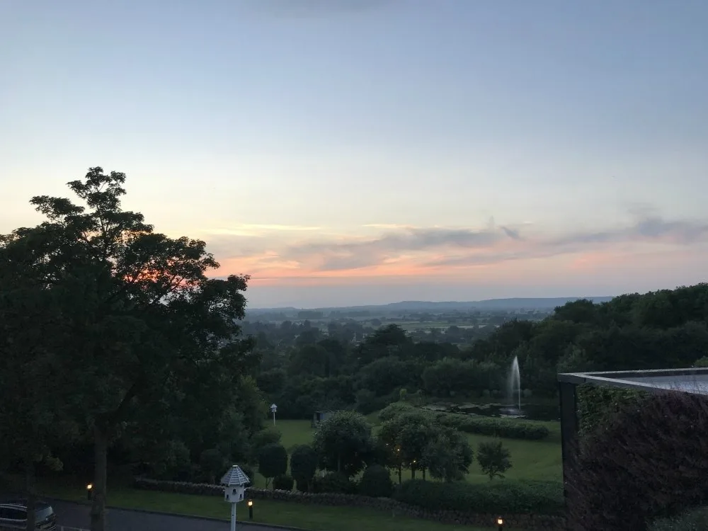 Sunset at Cadbury House Hotel near Bristol Photo Heatheronhertravels.com