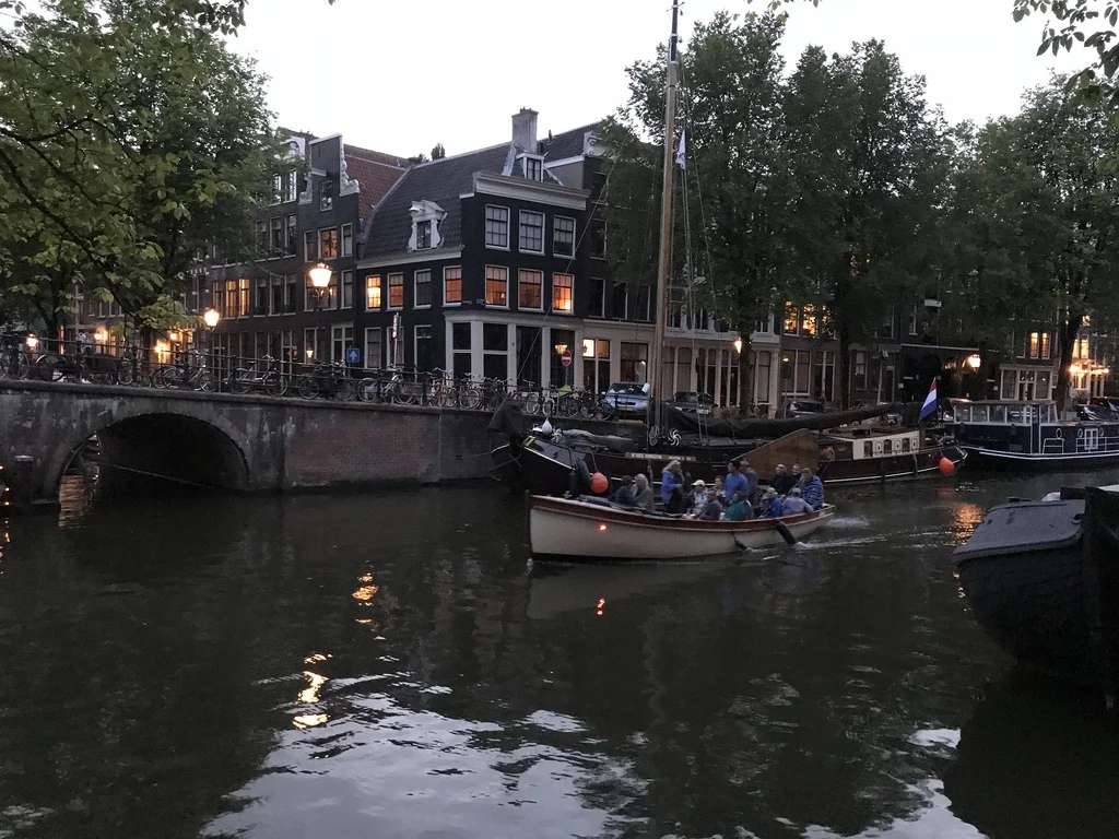 Amsterdam canals at dusk