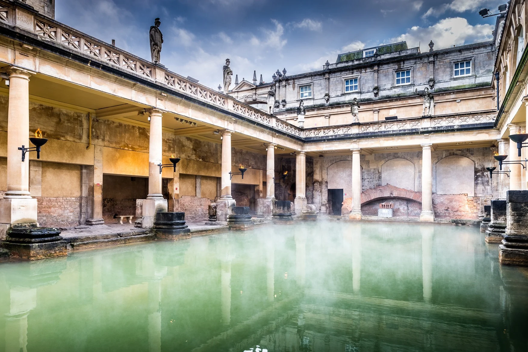 Great Bath steam rising Photo: Roman Baths