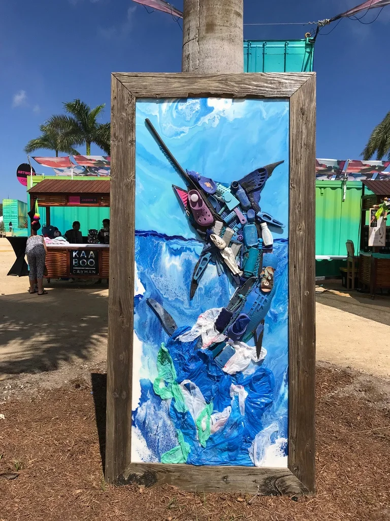 Art from plastic waste at KAABOOCayman Photo Heatheronhertravels